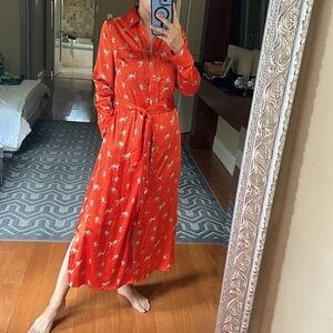 Chico's Red Button Neck Long Sleeve Shift Dress is size 2